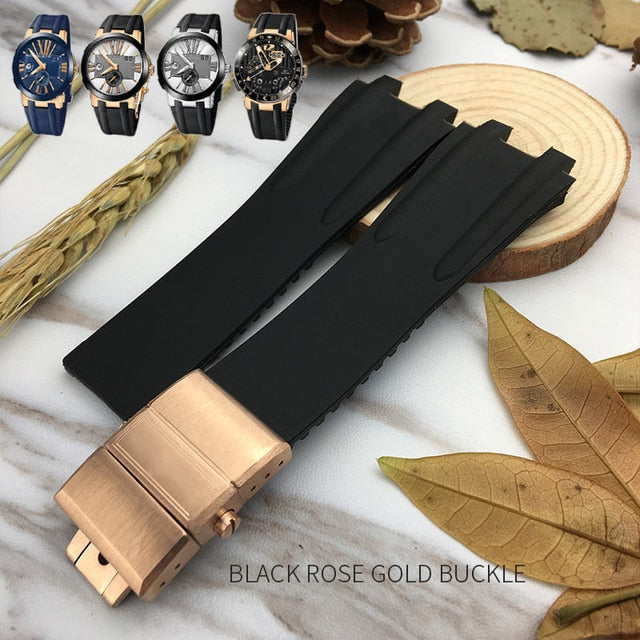 Silicone Rubber Watchband Steel Buckle Sport Strap Special for Ulysse Nardin Executive 243 for Man Watch accessories  26mm
