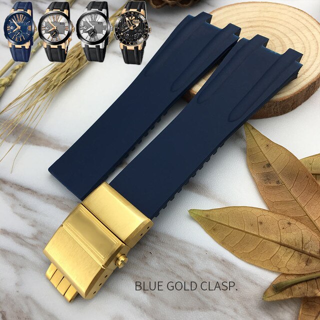 Silicone Rubber Watchband Steel Buckle Sport Strap Special for Ulysse Nardin Executive 243 for Man Watch accessories  26mm