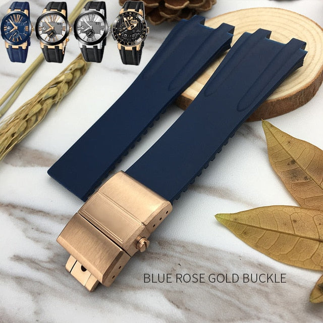 Silicone Rubber Watchband Steel Buckle Sport Strap Special for Ulysse Nardin Executive 243 for Man Watch accessories  26mm