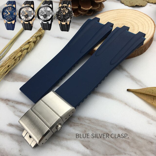 Silicone Rubber Watchband Steel Buckle Sport Strap Special for Ulysse Nardin Executive 243 for Man Watch accessories  26mm