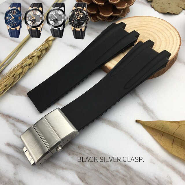 Silicone Rubber Watchband Steel Buckle Sport Strap Special for Ulysse Nardin Executive 243 for Man Watch accessories  26mm