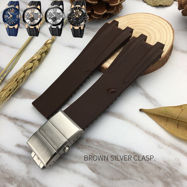 Silicone Rubber Watchband Steel Buckle Sport Strap Special for Ulysse Nardin Executive 243 for Man Watch accessories  26mm
