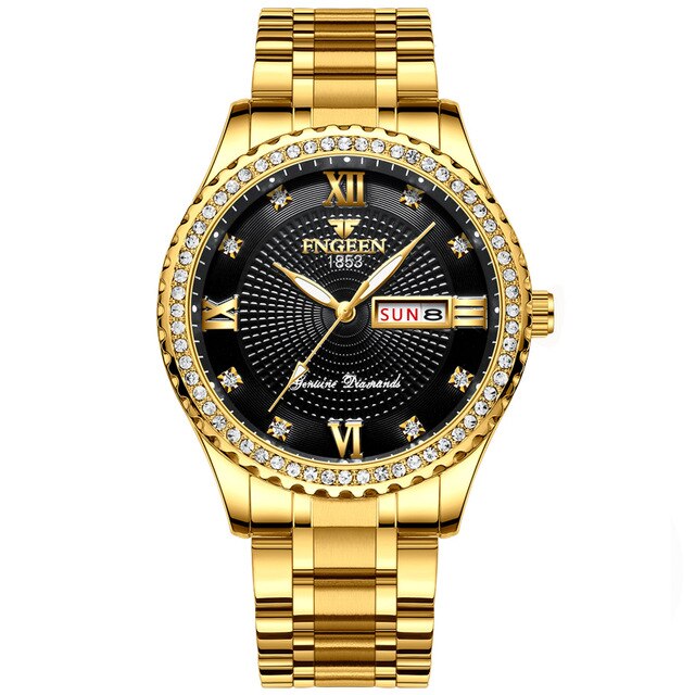 Rolexable waterproof men's quartz watch gold clock