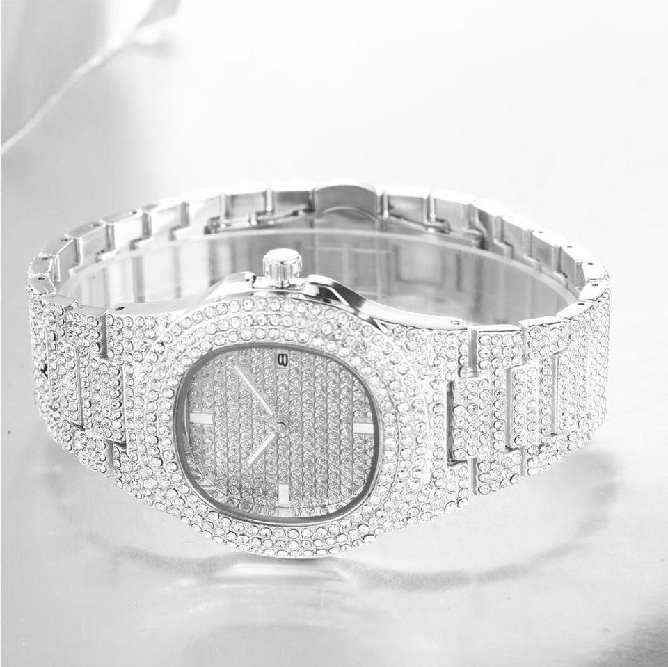 Iced Out Mens Watches Luxury Hip Hop Bling Diamond Men