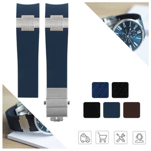 Black Brown Blue Waterproof Silicone Rubber Wrist Watch Band