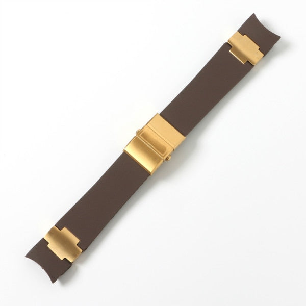 Black Brown Blue Waterproof Silicone Rubber Wrist Watch Band