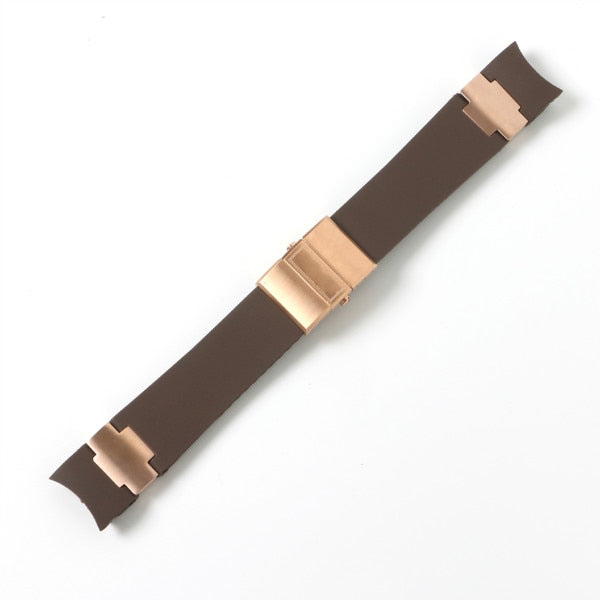 Black Brown Blue Waterproof Silicone Rubber Wrist Watch Band