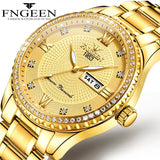 New Luxury men's quartz watch steel calendar 30 meters Rolexable waterproof men's quartz watch gold clock relogio masculino