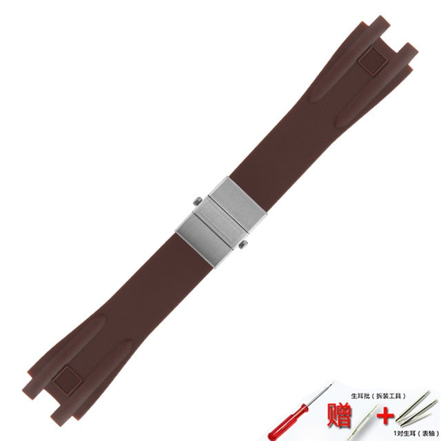 Watch accessories silicone strap 26mm for Athens Ulysse Nardin watch series double press folding buckle men rubber sports strap