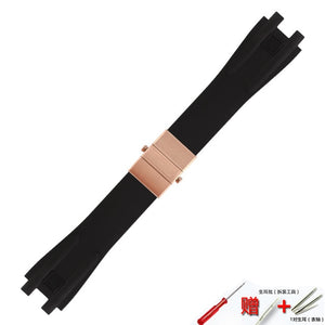 Watch accessories silicone strap 26mm for Athens Ulysse Nardin watch series double press folding buckle men rubber sports strap