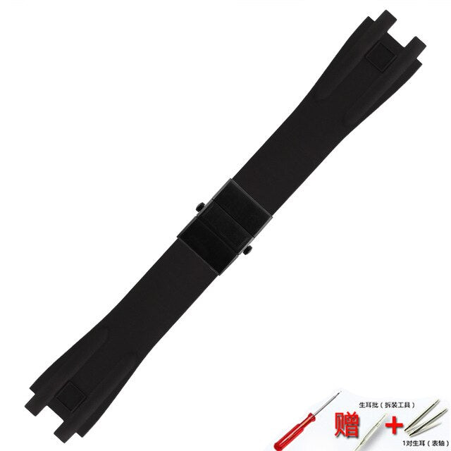 Watch accessories silicone strap 26mm for Athens Ulysse Nardin watch series double press folding buckle men rubber sports strap