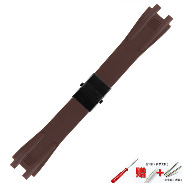 Watch accessories silicone strap 26mm for Athens Ulysse Nardin watch series double press folding buckle men rubber sports strap