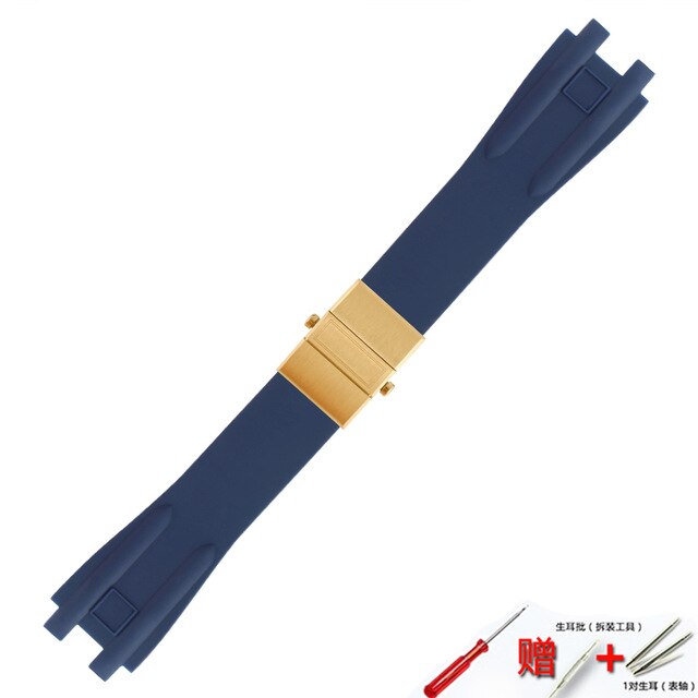 Watch accessories silicone strap 26mm for Athens Ulysse Nardin watch series double press folding buckle men rubber sports strap