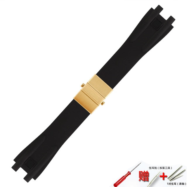 Watch accessories silicone strap 26mm for Athens Ulysse Nardin watch series double press folding buckle men rubber sports strap