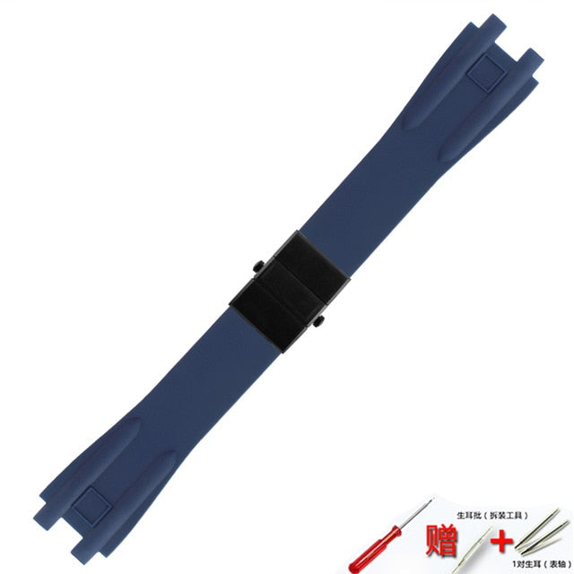 Watch accessories silicone strap 26mm for Athens Ulysse Nardin watch series double press folding buckle men rubber sports strap