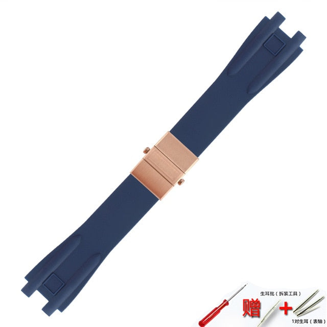 Watch accessories silicone strap 26mm for Athens Ulysse Nardin watch series double press folding buckle men rubber sports strap