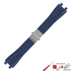 Watch accessories silicone strap 26mm for Athens Ulysse Nardin watch series double press folding buckle men rubber sports strap