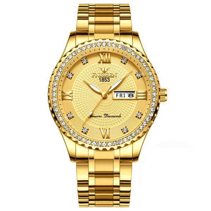 New Luxury men's quartz watch steel calendar 30 meters Rolexable waterproof men's quartz watch gold clock relogio masculino
