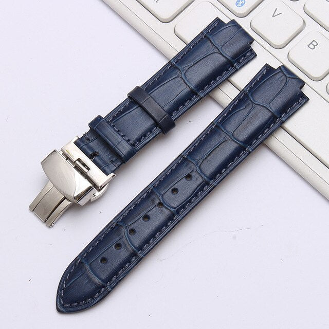 shengmeirui for Ulysse Nardin Strap Convex interface strap 25 * 12MM22 * 12MM black brown blue leather strap wrist bracelet