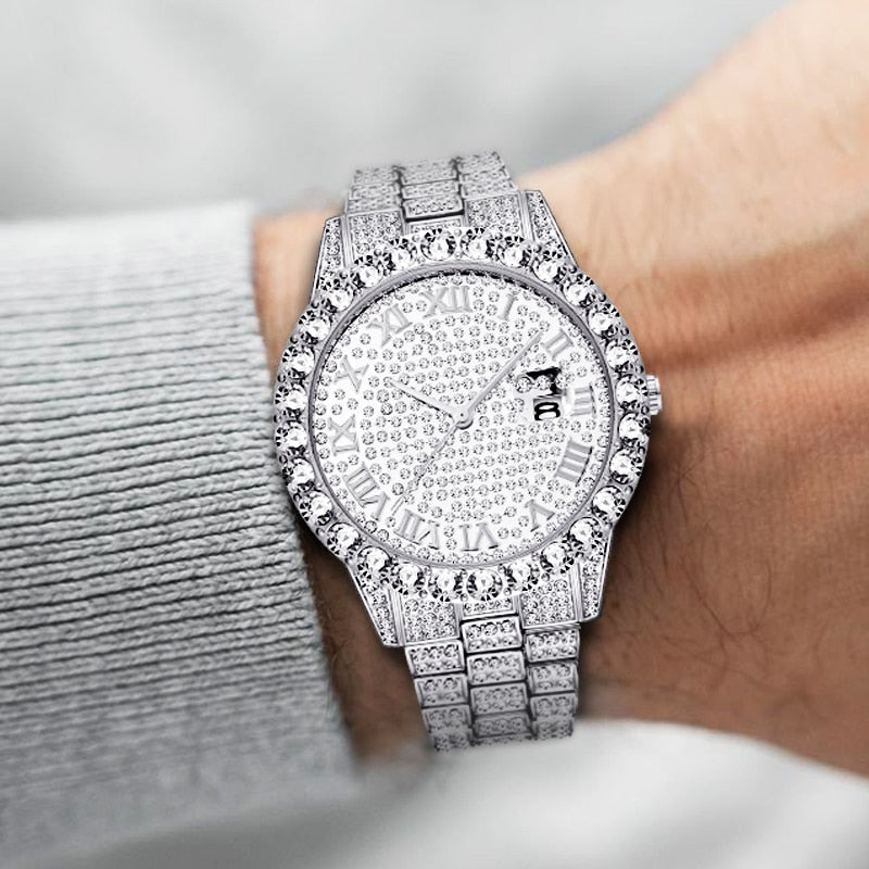 MISSFOX Watches Mens Top Brand Luxury Rolexable Iced Out Bling Bling AAA Watches Diamond Watch Men Waterproof Hip Hop Watch