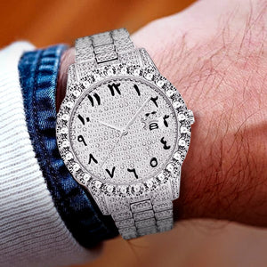 Relogio Masculino MISSFOX Icd-Out Bling Diamond Watch For Men Rolexable Hip Hop Iced Out Watch Men Xfcs Date Clock Quartz Watch
