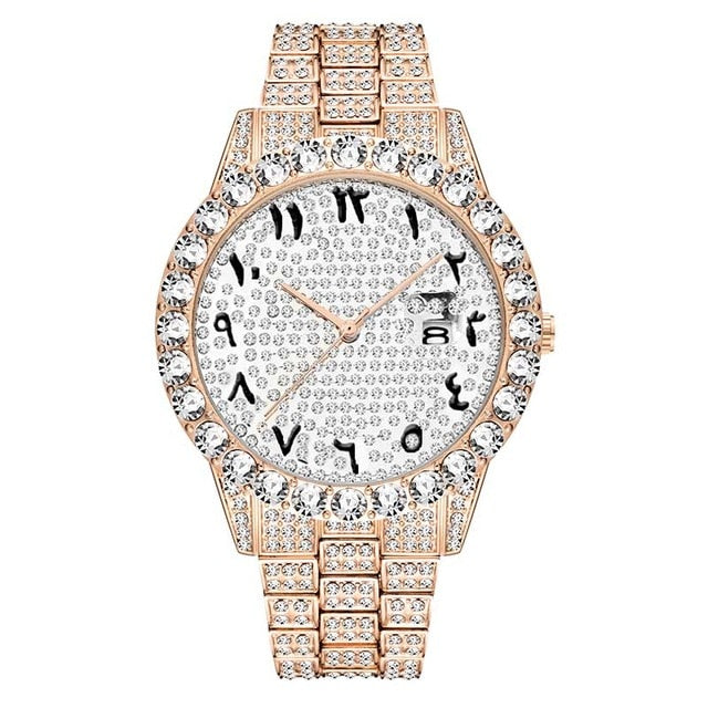 Relogio Masculino MISSFOX Icd-Out Bling Diamond Watch For Men Rolexable Hip Hop Iced Out Watch Men Xfcs Date Clock Quartz Watch