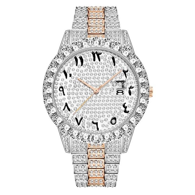 Relogio Masculino MISSFOX Icd-Out Bling Diamond Watch For Men Rolexable Hip Hop Iced Out Watch Men Xfcs Date Clock Quartz Watch