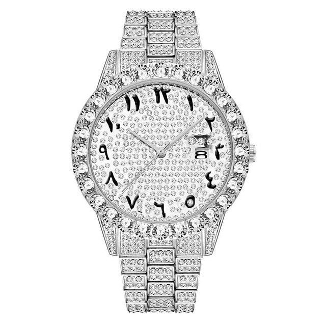 Relogio Masculino MISSFOX Icd-Out Bling Diamond Watch For Men Rolexable Hip Hop Iced Out Watch Men Xfcs Date Clock Quartz Watch