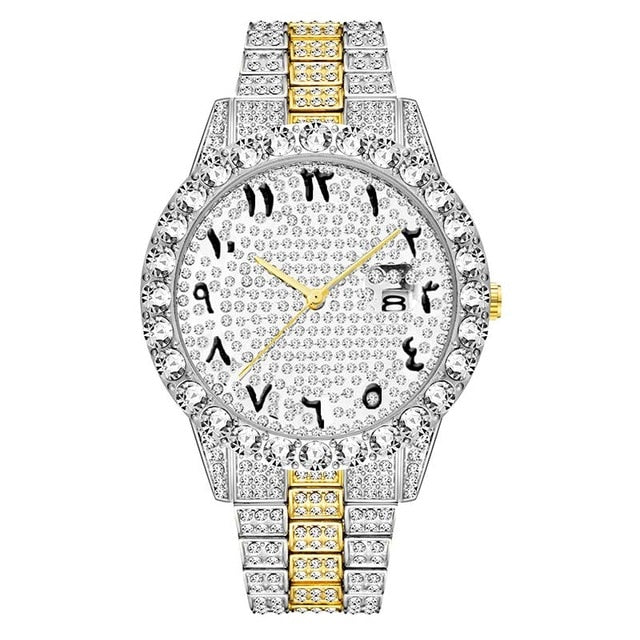Relogio Masculino MISSFOX Icd-Out Bling Diamond Watch For Men Rolexable Hip Hop Iced Out Watch Men Xfcs Date Clock Quartz Watch