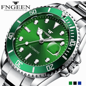 New Top Brand Green Water Ghost Watch Men's Luxury Automatic Mechanical Watch Rolexable Self Wind Male Clock Relogio Masculino