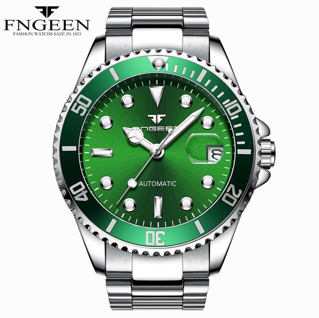 New Top Brand Green Water Ghost Watch Men's Luxury Automatic Mechanical Watch Rolexable Self Wind Male Clock Relogio Masculino