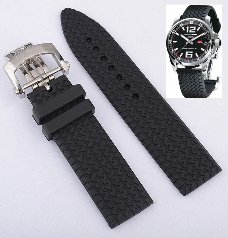 rubber watchband for chopard watch strap with stainless steel