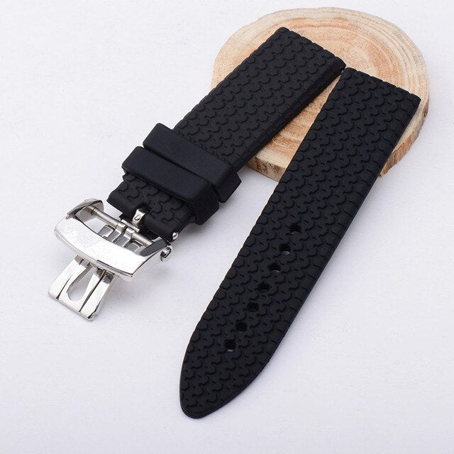 rubber watchband for chopard watch strap with stainless steel