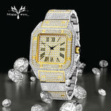 MISSFOX Square Men's Watch Waterproof Luxury Brand Ice Out Diamond Classic Watches For Male Roman Numerals Dropshipping Clock