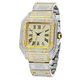 MISSFOX Square Men's Watch Waterproof Luxury Brand Ice Out Diamond Classic Watches For Male Roman Numerals Dropshipping Clock