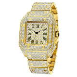 MISSFOX Square Men's Watch Waterproof Luxury Brand Ice Out Diamond Classic Watches For Male Roman Numerals Dropshipping Clock