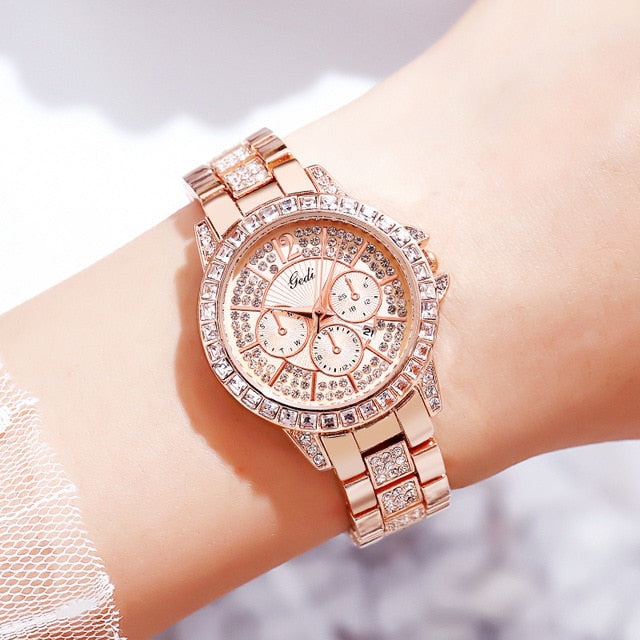 Women's Watch Rhinestone Diamond Ladies Wrist Watch Rose Gold