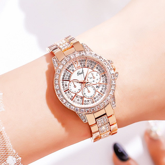 Women's Watch Rhinestone Diamond Ladies Wrist Watch Rose Gold