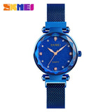 SKMEI Starry Fashion Women Watches Full Stainless Steel Magnet Strap Ladies Quartz Wrist Watch Thin Elegant Montre Femme Q022