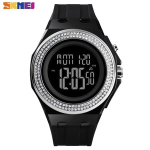 SKMEI Boy Girl Teenager Watches Fashion LED Digital Wrist Watch Men Women Diamond Transparent Case Clock 2Time reloj 1598