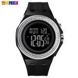 SKMEI Boy Girl Teenager Watches Fashion LED Digital Wrist Watch Men Women Diamond Transparent Case Clock 2Time reloj 1598