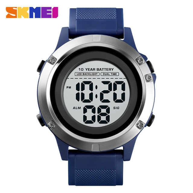 SKMEI LED Dual Time Wrist Watches Mens Sport Digital Mens Watch Waterproof Ten Year Battery Alarm Chrono Clock montre homme 1518