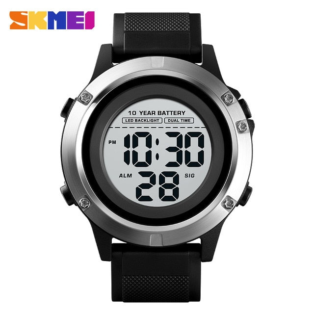 SKMEI LED Dual Time Wrist Watches Mens Sport Digital Mens Watch Waterproof Ten Year Battery Alarm Chrono Clock montre homme 1518