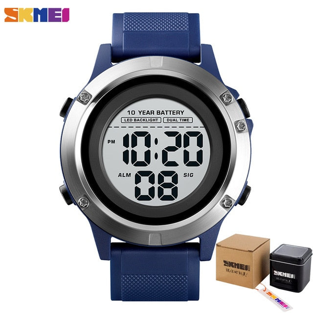SKMEI LED Dual Time Wrist Watches Mens Sport Digital Mens Watch Waterproof Ten Year Battery Alarm Chrono Clock montre homme 1518