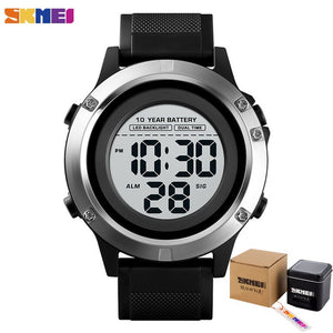 SKMEI LED Dual Time Wrist Watches Mens Sport Digital Mens Watch Waterproof Ten Year Battery Alarm Chrono Clock montre homme 1518