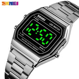 SKMEI Fashion LED Watches For Mens Luminous Date Digital Wrist Watch Men Stainless Steel Band Waterproof Hour montre homme 1646