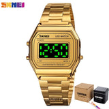 SKMEI Fashion LED Watches For Mens Luminous Date Digital Wrist Watch Men Stainless Steel Band Waterproof Hour montre homme 1646