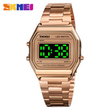 SKMEI Fashion LED Watches For Mens Luminous Date Digital Wrist Watch Men Stainless Steel Band Waterproof Hour montre homme 1646
