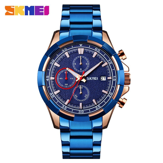 SKMEI Three Eyes Dial Mens Watches Stopwatch Date Quartz Men Wrist Watch Luminous Pointer Fashion Male Clock reloj hombre 9192