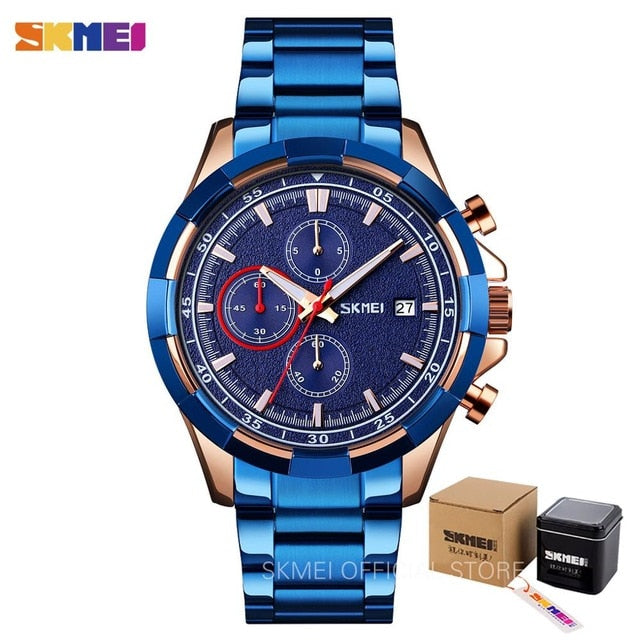 SKMEI Three Eyes Dial Mens Watches Stopwatch Date Quartz Men Wrist Watch Luminous Pointer Fashion Male Clock reloj hombre 9192
